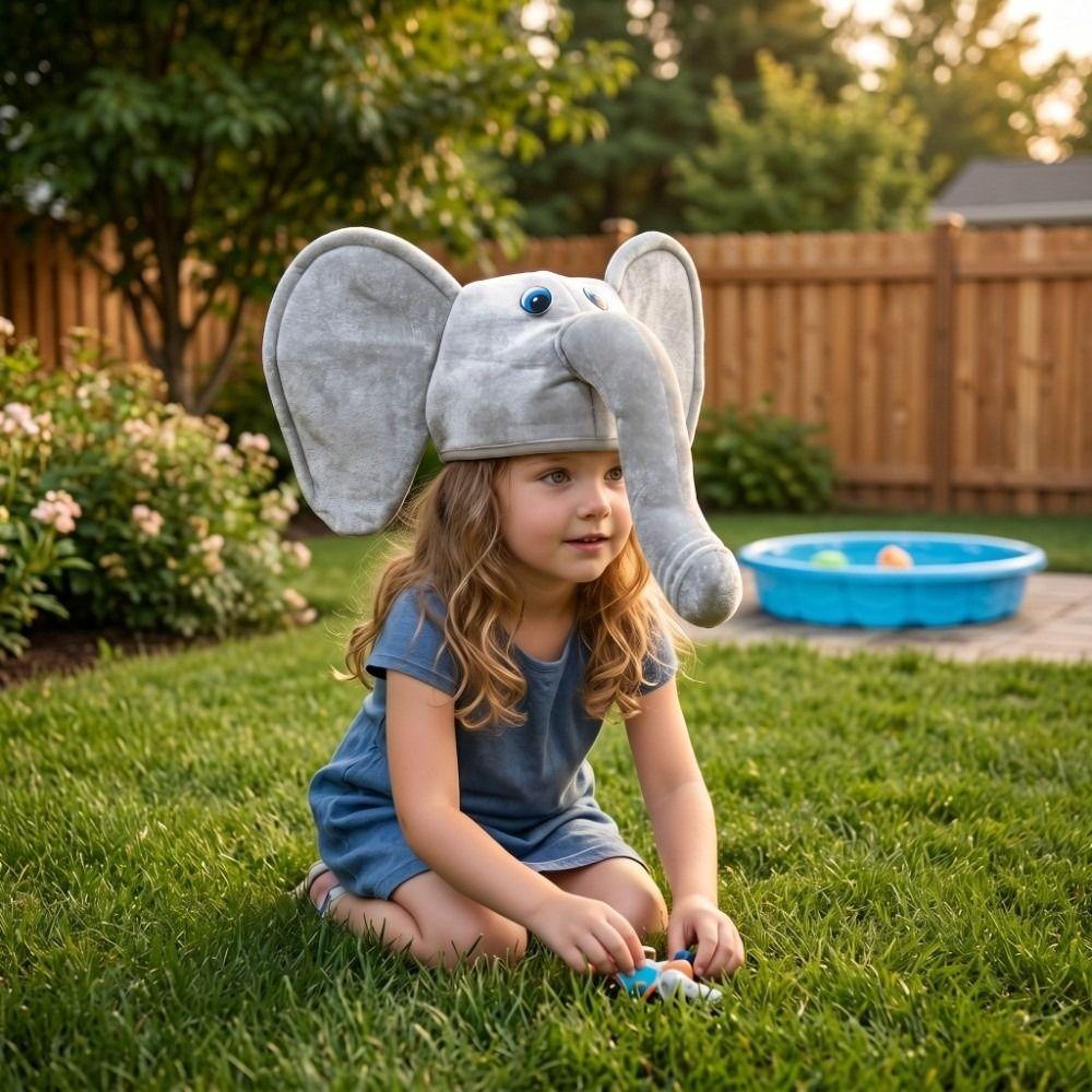 Long Trunk Plush Animal Hat Large Ears Cartoon Costume Cap Funny Kids Plush Elephant Hat Easter
