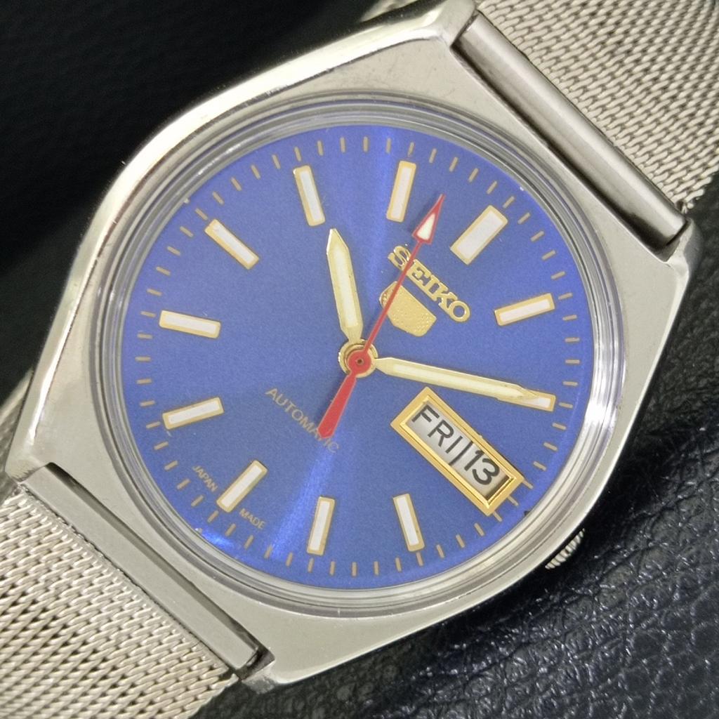 Seiko 5 AUTOMATIC JAPAN 6309A MENS VINTAGE BLUE COLOR DIAL WATCH A702615-1 R209-a702615