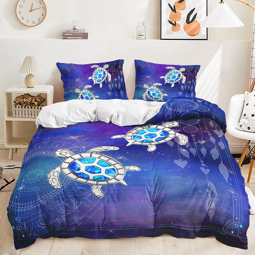 Three-Piece Underwater World Sea Turtle Quilt Cover Digital Printing Kit Two-Piece Set