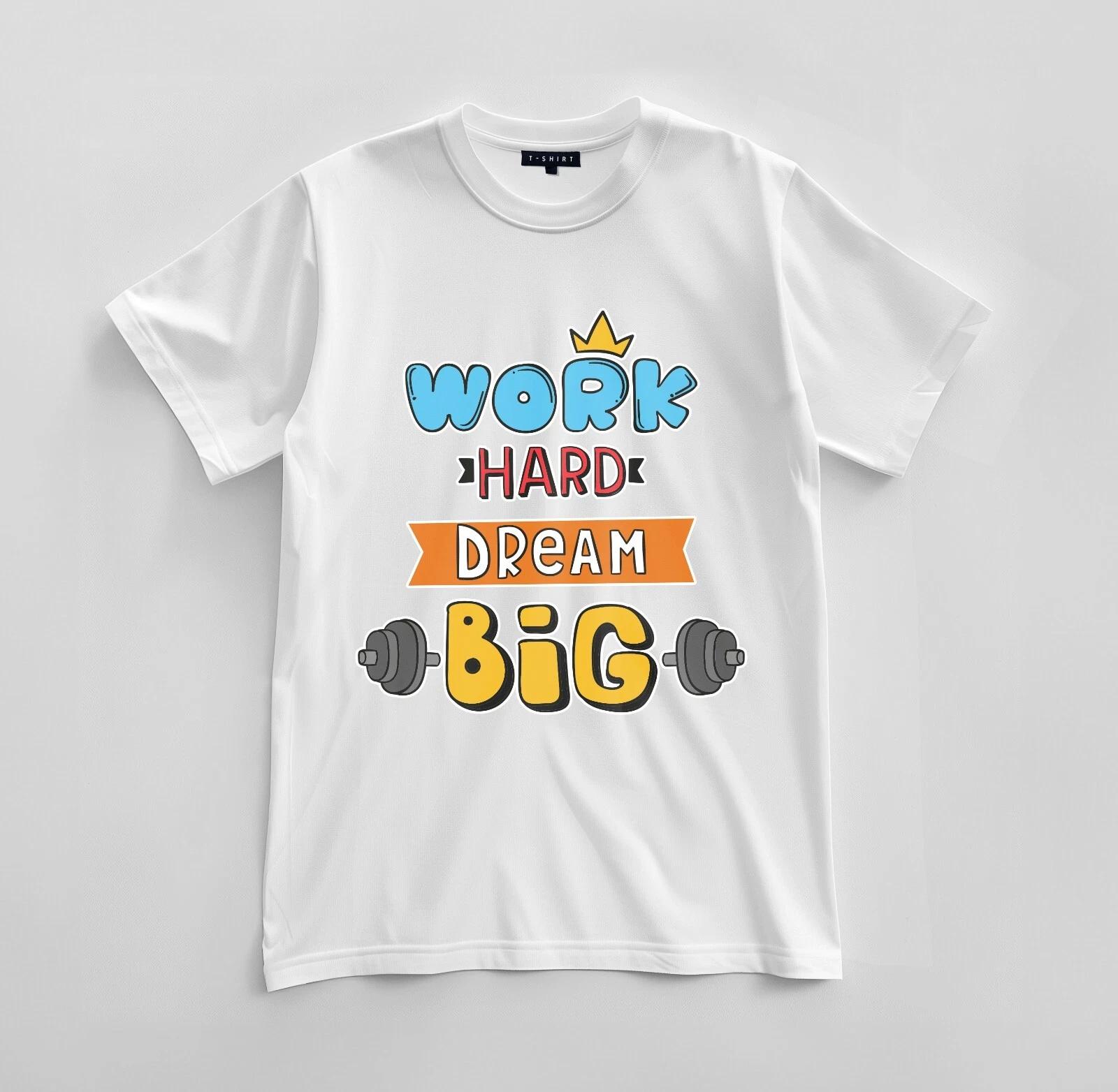Custom Work Hard Graphic T-shirt Design Unisex Jersey Short Sleeve Tee M