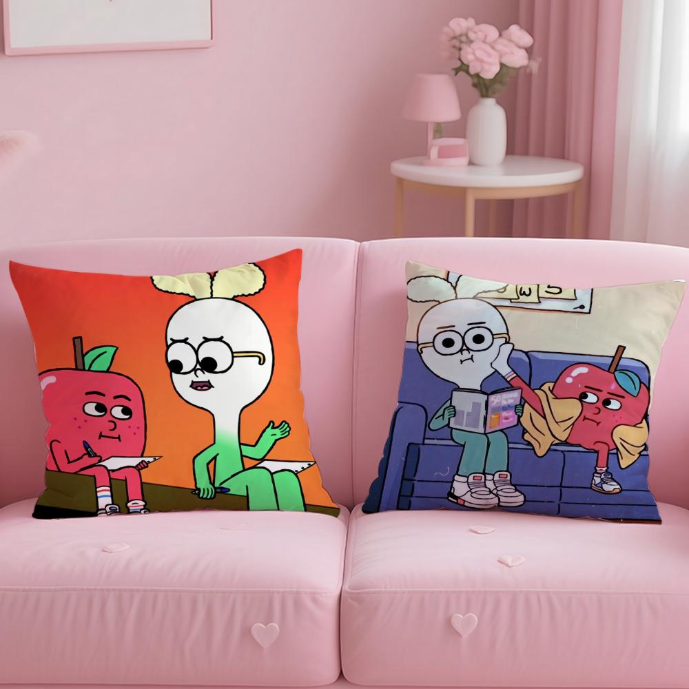 classic cartoon Apple And Onion Cushion Cover Soft & Easy-Wash Pillow Case – Versatile for Couch, Bed, Travel and Office