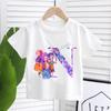 KPop Demon Hunters White T-shirt for Children A-Z Letters Tee Top Cartoon Round Collar Clothes Kids Short Sleeve Clothing Gift