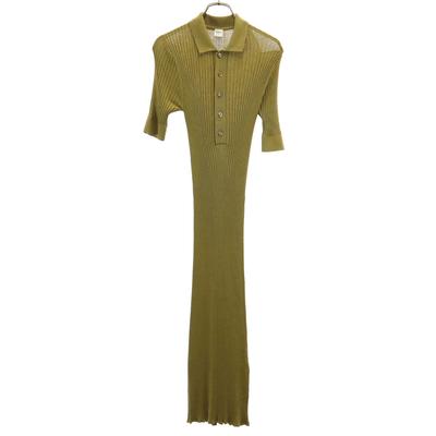 Ron Herman Short Sleeve Knit Long Dress XS Khaki Women Used