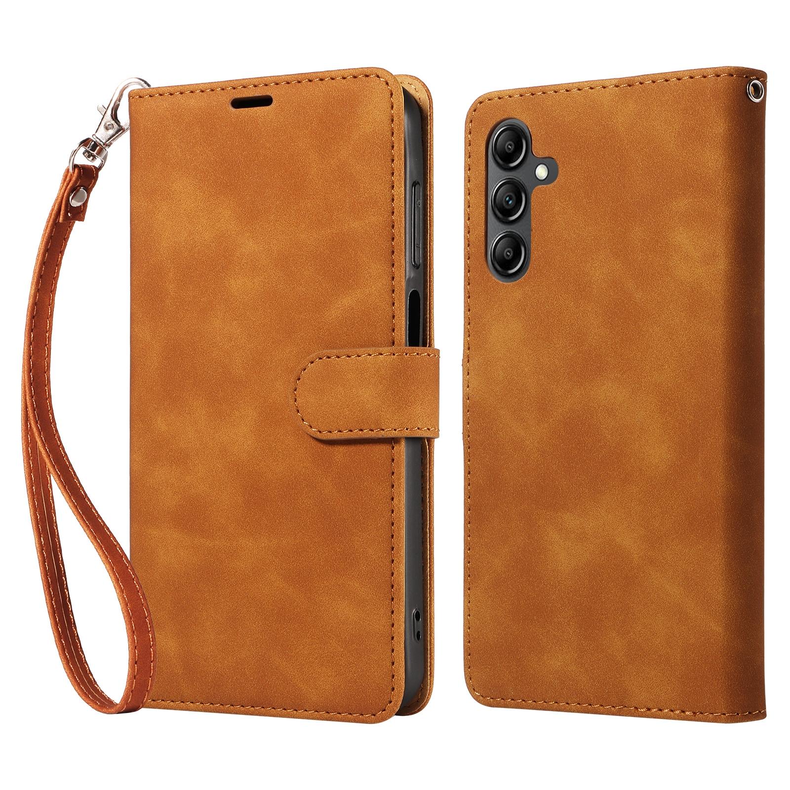 

For Samsung Galaxy A25 5G (Global) (161.0x76.5x8.3mm) Case with Thickened Strap RFID Blocking Wallet Stand Leather Flip Phone Cover D