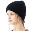 Knit Relaxed Cable Plus Unisex Size [Loo&c] Women's Hat, Fit, Knit, Size, Warm, Autumn/Winter, [Free (56-64cm) - Black]