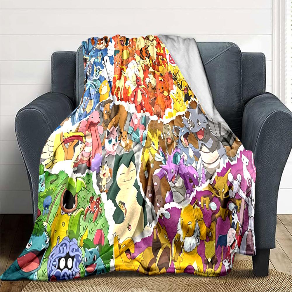 Pokemon Character Collage Blanket Soft Throw Blanket For Home Bedroom Bed Sofa Travel Office Solid Christmas Blanket