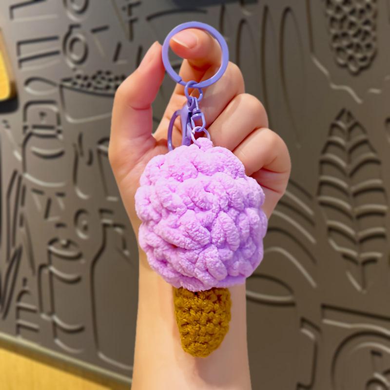Handmade Woolen Woven Ice Cream Keychain, Simulated Ice Cream Cone Bag, Small Pendant, Cute Hanging Decoration, Small Gift