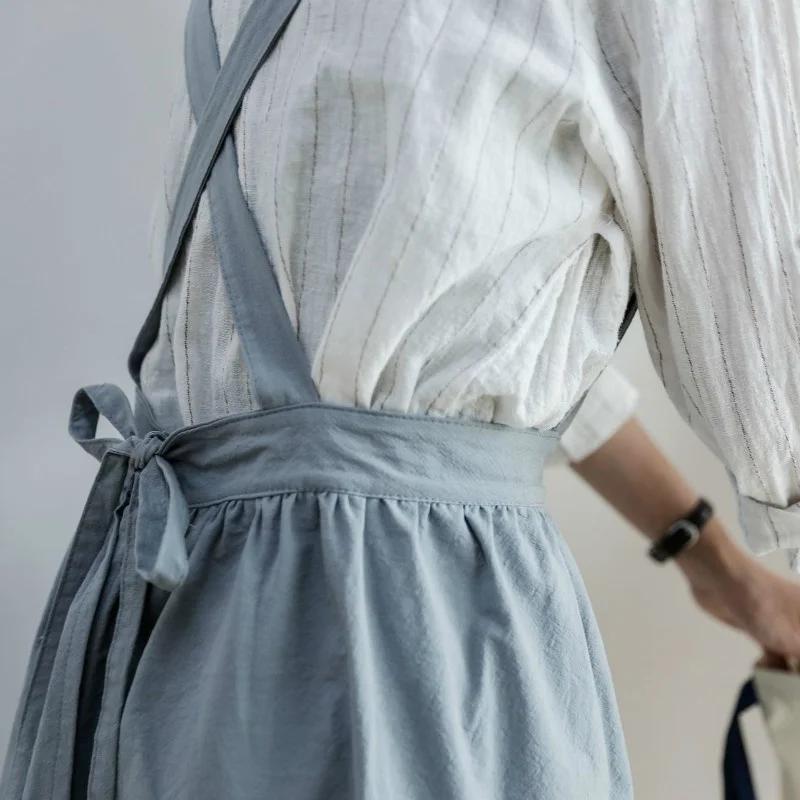 Cotton and Linen Sleeveless Apron Kitchen Cooking Cloth Adult Cute Pinafore Anti-fouling Aprons Kitchen Sarong