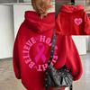 Believe Hope Fight Breast Cancer Awareness Hoodie Pink Ribbon Heart Letter Graphic Front Back Print Cancer Warrior Hooded Tops