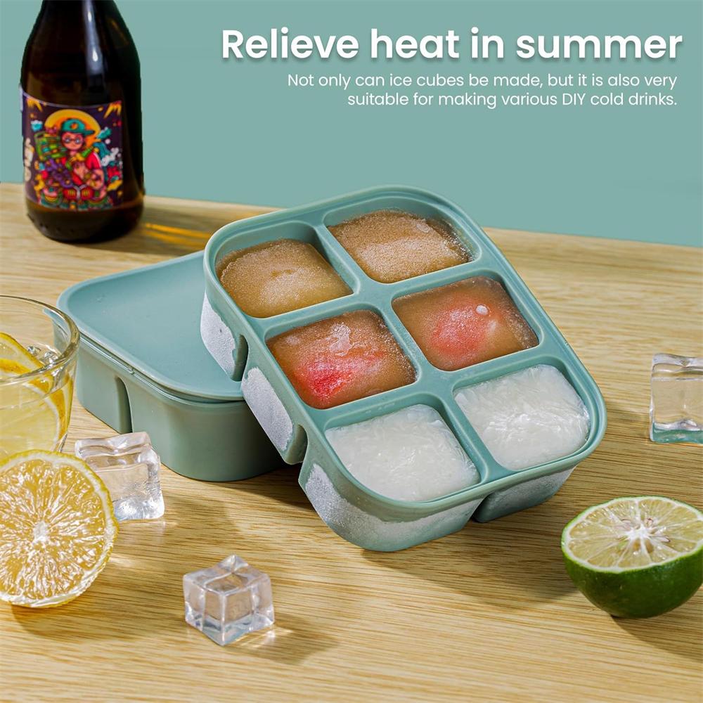 Ice Cube Tray,Stackable Large Silicone Ice Cube Freezer Molds & Easy Release Square Ice Cube Maker,BPA Free for Cocktail,Whiskey