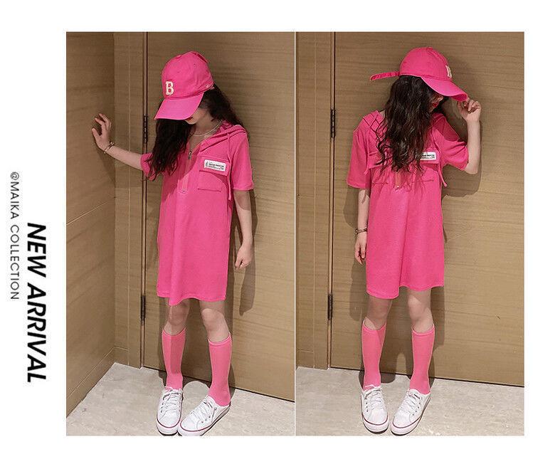 Prinsessklänning med huva i koreansk stil för flickor - Kortärmad, sommar-t-shirtstil för barn