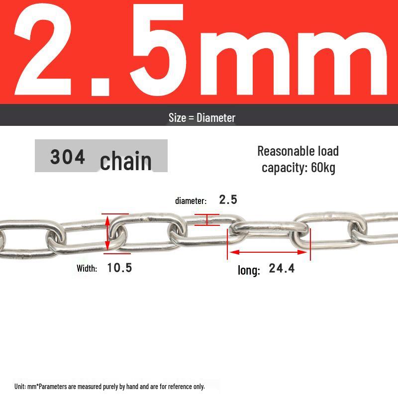304 Stainless Steel Dog Chain - Available in Thicknesses: 1.2mm to 12mm