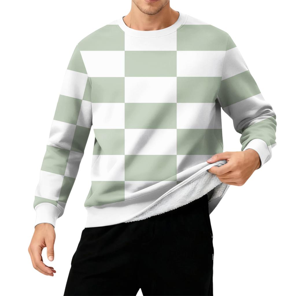 Men's Round Neck Fleece-Lined Thick Solid Color Sweatshirt