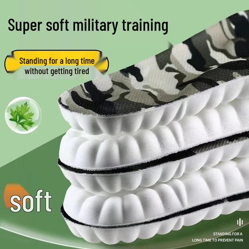 Comfortable Military Shock-Absorbing Insoles: Long-Lasting Support, Odor Resistant, Breathable, Massage Effect for Tired Feet