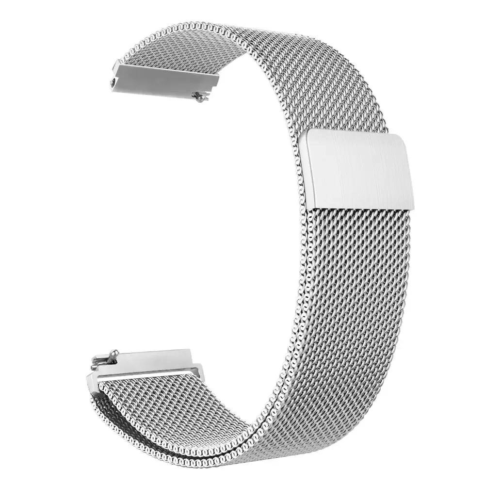 

Магнитный миланский ремешок 20/22 мм для Samsung Galaxy Watch 7 6 5 4 40 44 мм Gear S3 Стальной ремешок для Huawei 4 GT3 Браслет 20MM серебряный