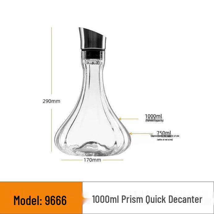Premium Quick-Use Crystal Glass Wine Decanter with Lid