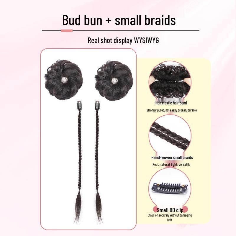 Women's Ancient Style Double Bun Braided Wig Hair Accessory