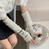 New Thicken Arm Sleeves Bowknot Solid Color Knitted Gloves Y2K Soft Arm Warmers Female