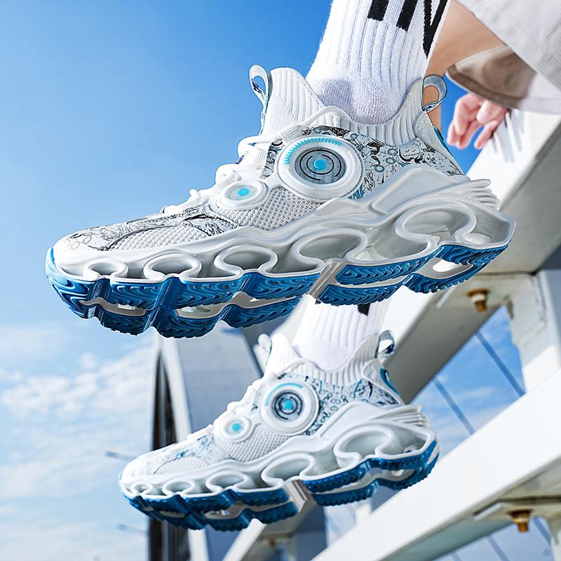 

Summer new national mesh fly-woven blade sneakers large size fashion versatile running shoes men s shoes 46 белый