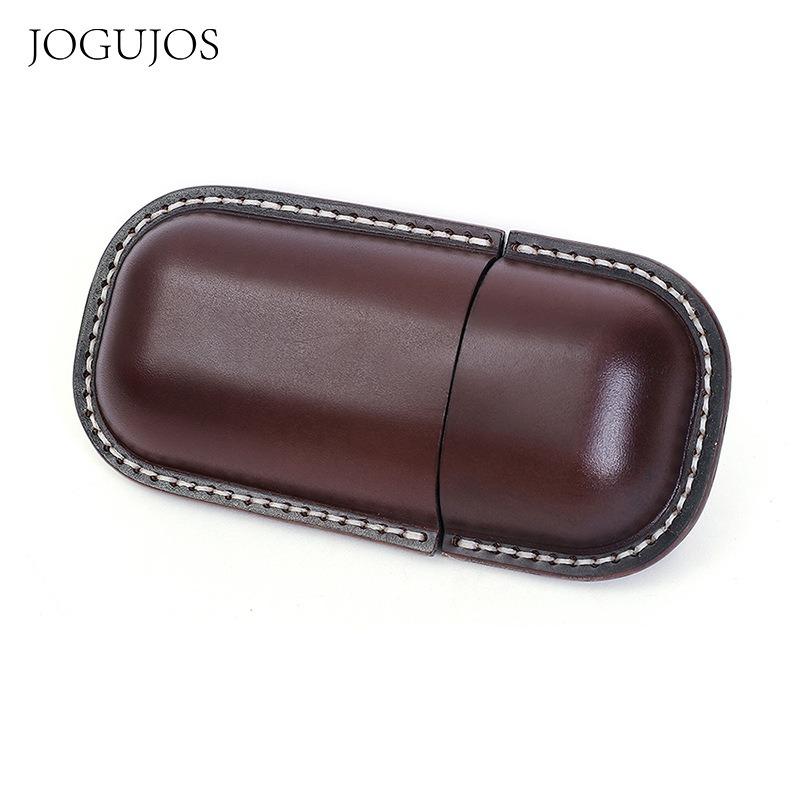 JOGUJOS Genuine Leather Glasses Case Retro Sunglasses Sunglasses Universal Cowhide Glasses Bag Portable Anti-pressure Glasses Case