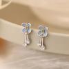 Blue Flower Zircon Earrings Unique Design Sweet and Beautiful Niche Earrings