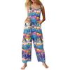 Dame Casual Jumpsuit med Juleprint Ermeløs Jumpsuit i Trykt Bomull