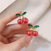Pack of 2 Small Cherry Rhinestones Hair Claw Clip Elegant Metal Grip Side Claw Clip for Women and Kids Everyday Wear