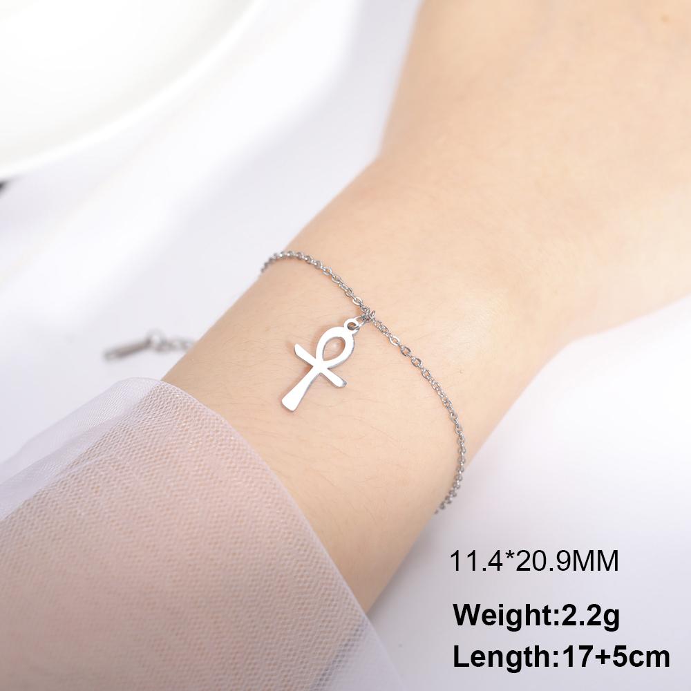 Dawapara Ankh Cross Bracelet Religious Ancient Egyptian Key To Life Prayer Amulet Supernatural Stainless Steel Jewelry