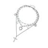 Y2K Retro Cross and Heart Charm Necklace Trendy Collarbone Chain Alloy Neck Jewelry for Women Cool Girls