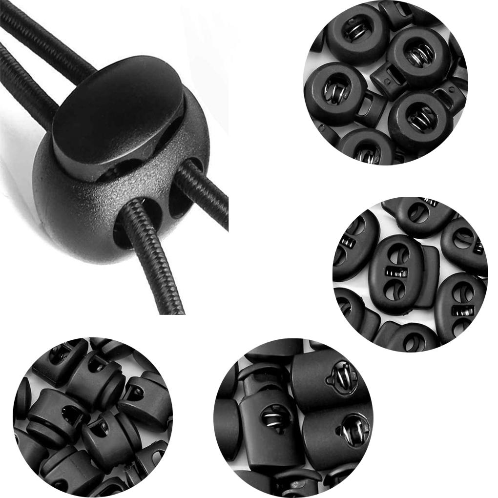 160Pcs Nylon Cord Lock Hole Drawstring End Toggle Clothes Shoelace Spring Loaded Button