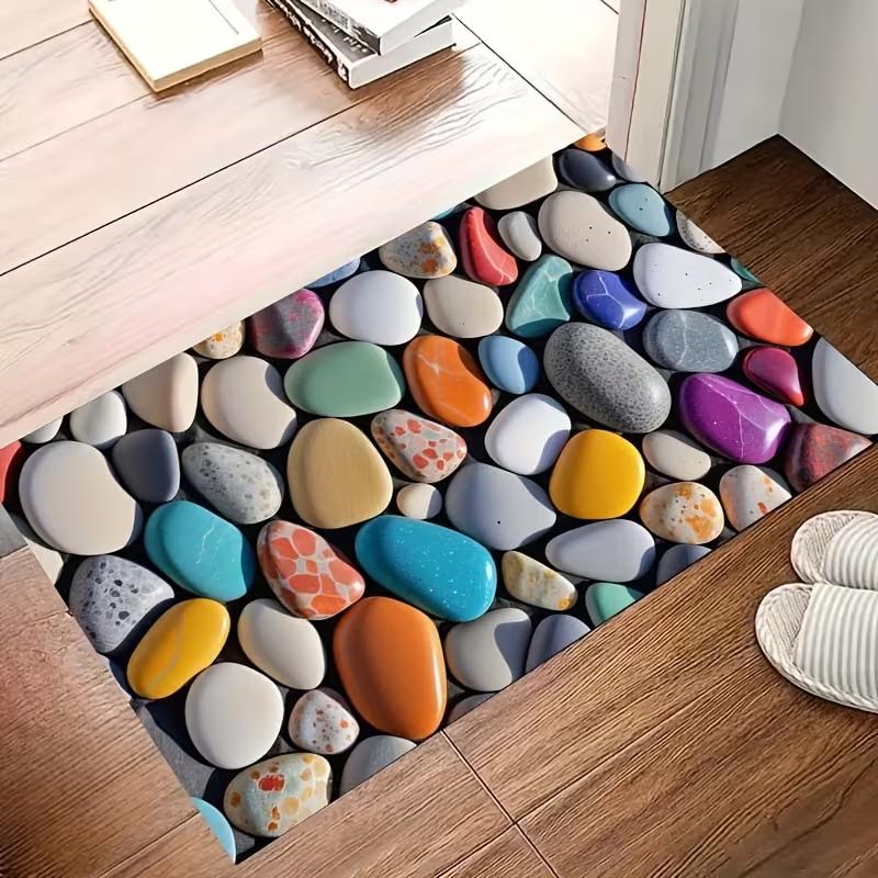 Welcome Stone Carving Design Doormat- Non-slip Rug Suitable for Living Room Bedroom Kitchen Office and Vacation Home Decoration
