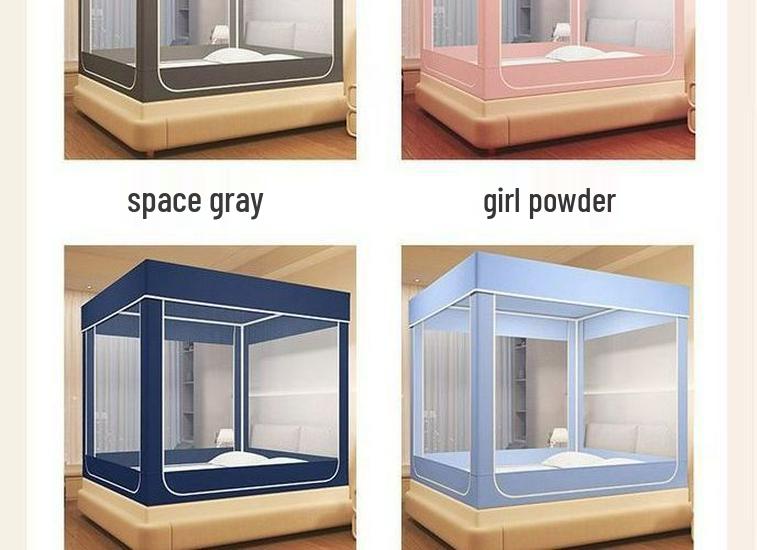Anti-Fall Mosquito Net and Dustproof Blackout Bed Canopy for Children, Sit-On Style for Single/Double Beds