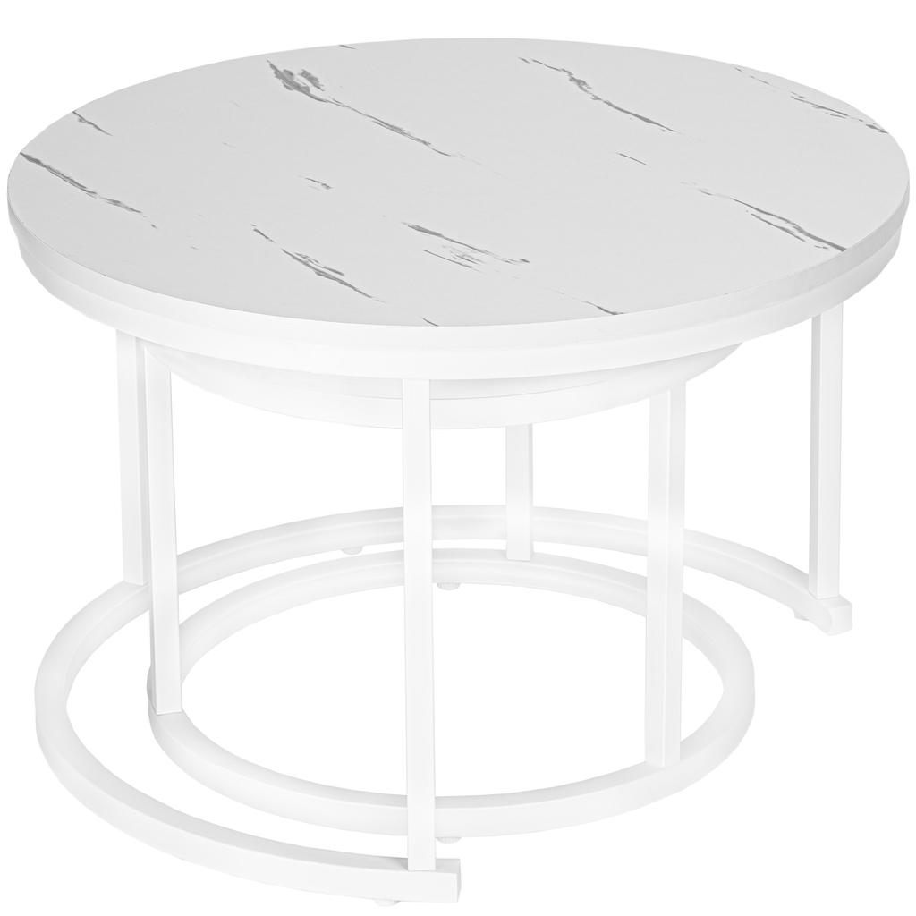 Set of Two Tables White Galen White Marble