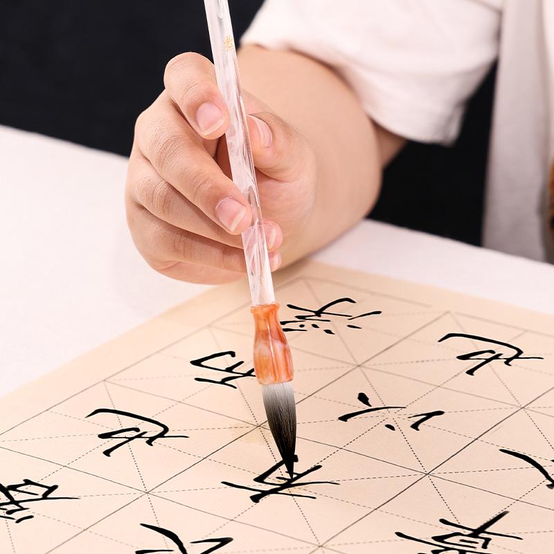 Silver Bamboo Jade Brush Set - Professional & Beginner Calligraphy and Painting Set with Wolf Bristles for Various Script Styles