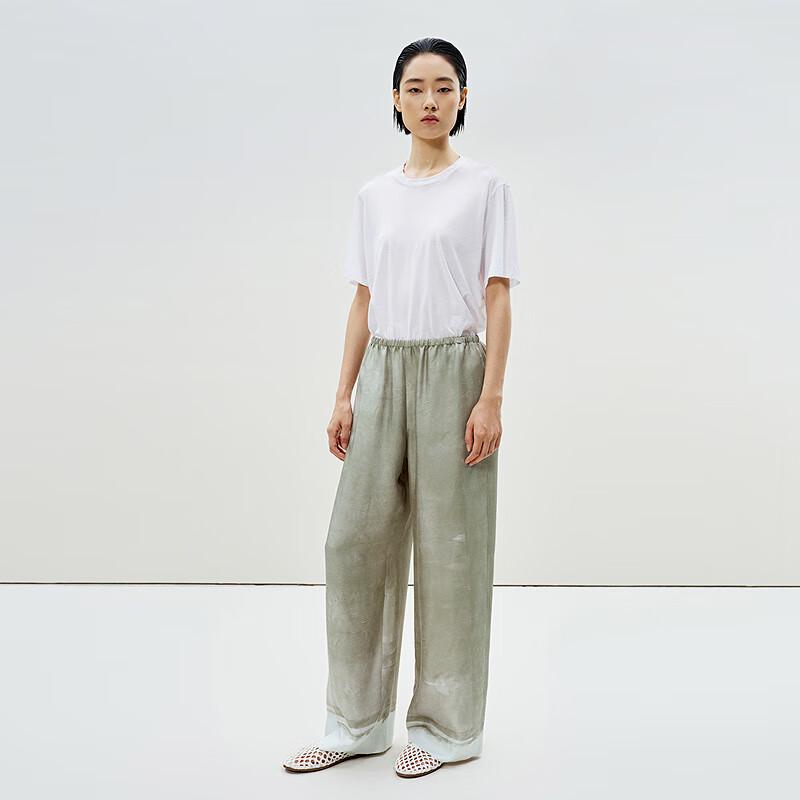 

LESS 2025 Summer Silk Straight-Leg Trousers L