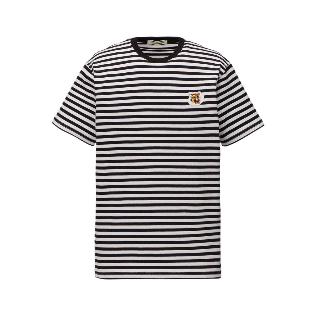 ONITSUKA TIGER T-Shirt Comfortable Simple Versatile Striped Short Sleeve Unisex Tops Black White 2183B430-001
