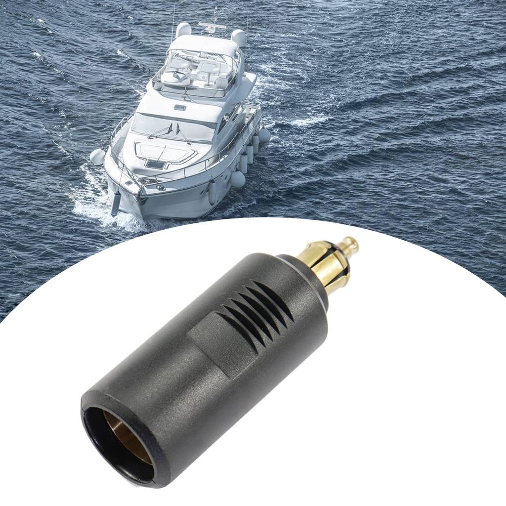 Female Plug Short Socket Adapter 12- EU Plug Cigarette Lighter Socket Converter for Mobile Phone Waterproof Dustproof