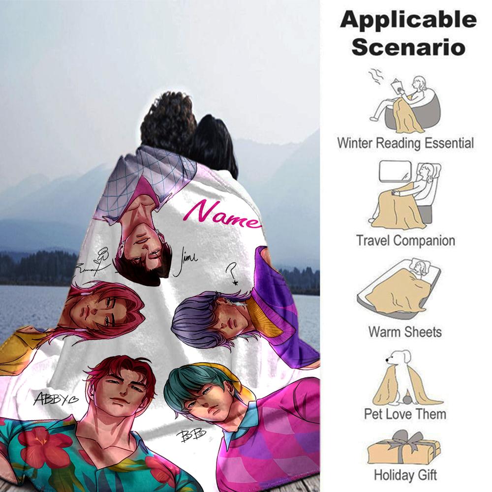 Personalizza Nome Personalità KPOP Demon Hunters SAJA BOYS Coperta Morbida e Calda Divano Ufficio Letto Viaggio Coperta per Pausa Pranzo, Regalo Adatto a Tutte le Stagioni