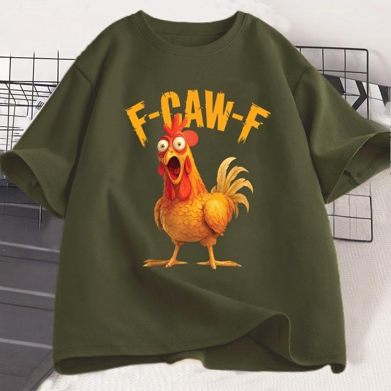 Maglietta Divertente Pollo Urlante F CAW F Tshirt Casual Cotone Manica Corta FCAWF Maglietta Pollo Unisex Donna Abbigliamento Largo Regali