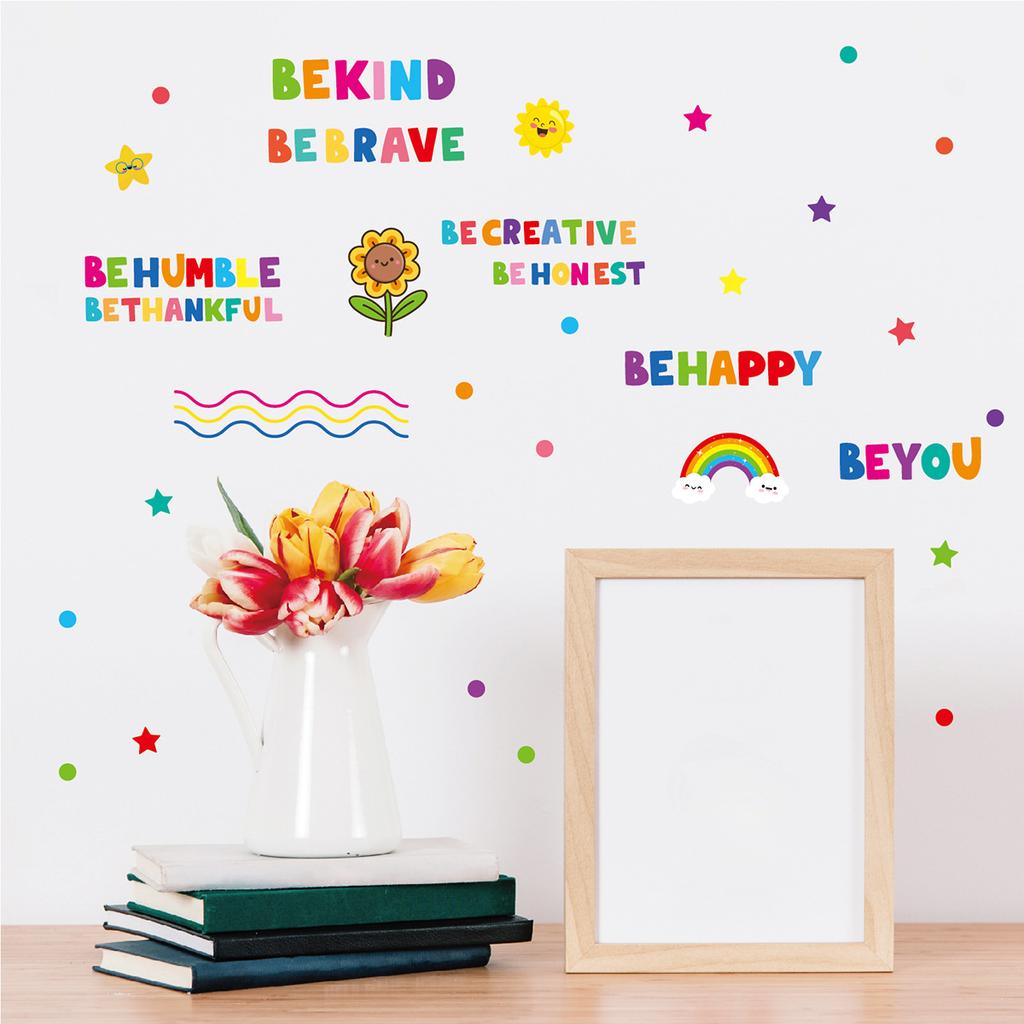 Colorful Inspirational Wall Stickers Letters Slogan Children's Room Kindergarten Decoration Cartoon Pvc Self-adhesive Letters Wall Stickers
