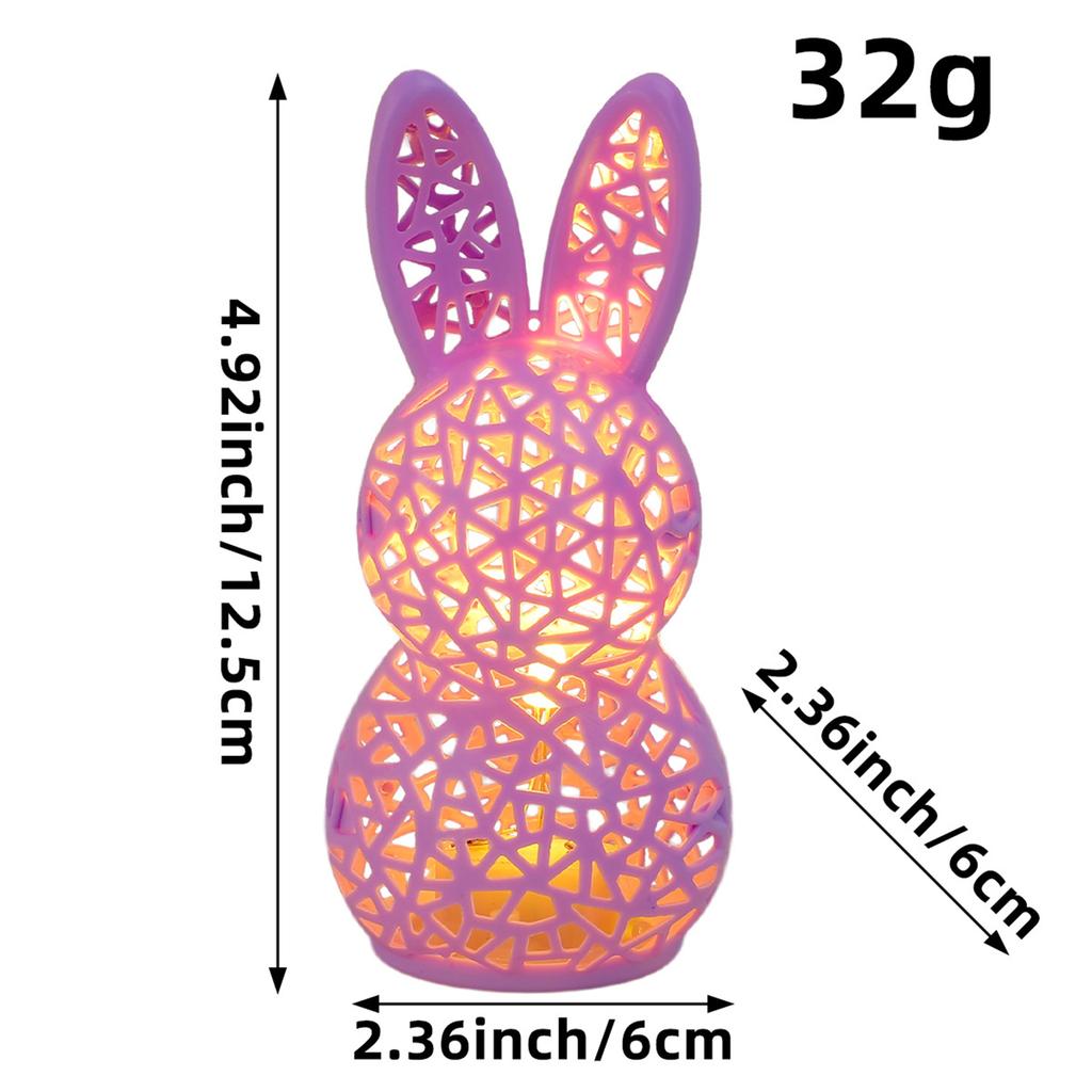 5pcs Easter Bunny Night Light Portable 3D Printed LED Cute Rabbit Lamp Hollow Out Bunny Figurine Happy Easter Decoration Gifts