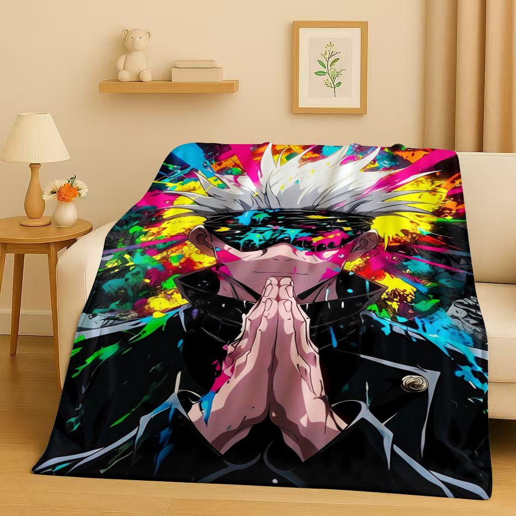 Anime Jujutsu Kaisen Cartoon Itadori Yuj Flanelldecke, Ultraweiche Warme Plüschdecke für Zuhause Schlafzimmer Bett Sofa Abdeckung Kindergeschenk