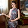 Purple sleeveless daily national style new Chinese style Suzhou long cheongsam improved young 1011 new women's high sense