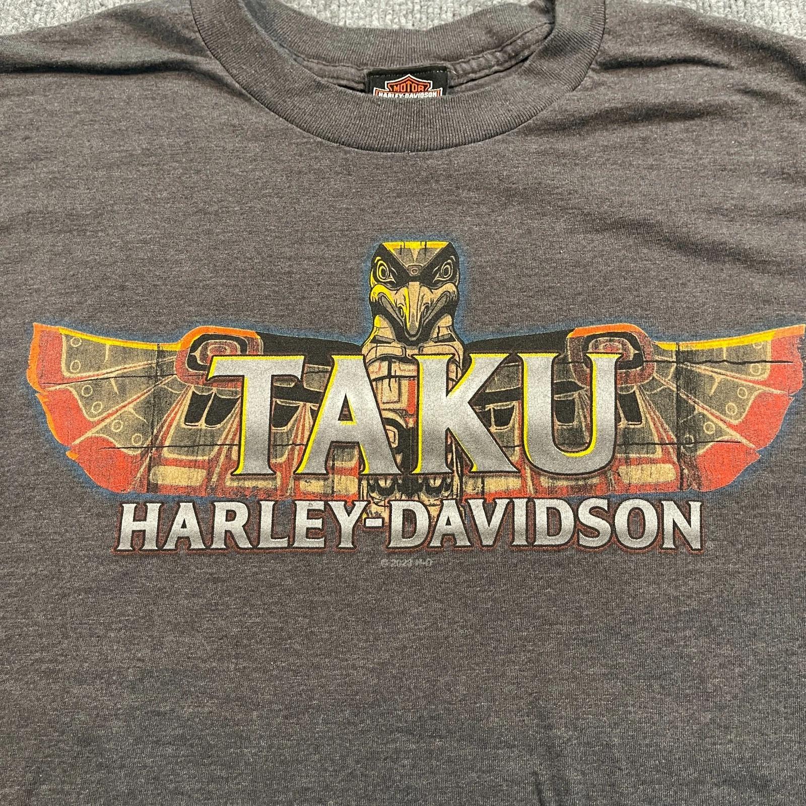 

Harley Davidson Taku Totem Shirt Medium 19x27 Juneau Alaska L