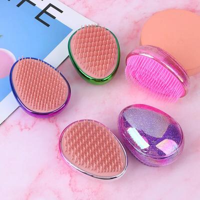 Mini Plastic Massage Comb Hair Brush Egg Round Shape Hair Brush Soft Hairbrush Hairdressing Comb Portable Massage Comb Travel