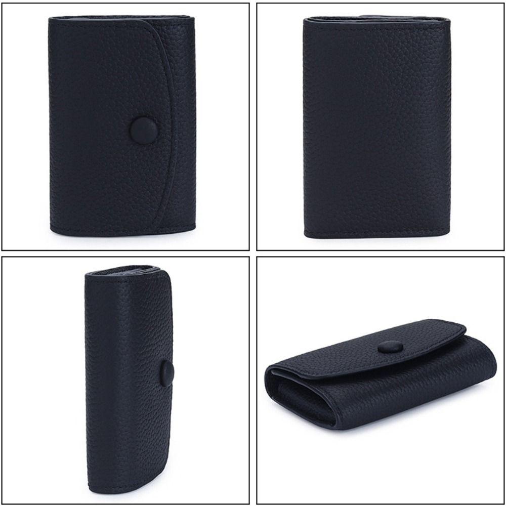 Fashion Short Style Genuine Leather Wallet Compact Size Large Capacity Coin Purse Simple Foldable Card Holder For Men and Women