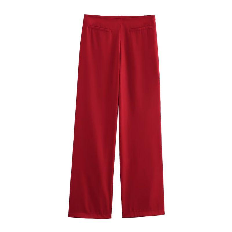 

Kaslead New Arrival Women s Fashion Style Split with Belt Vest Casual Pants 8383187 8550187 Red pants L