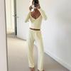 Casual Solid Color Lace Bow Two-Piece Pajama Set
