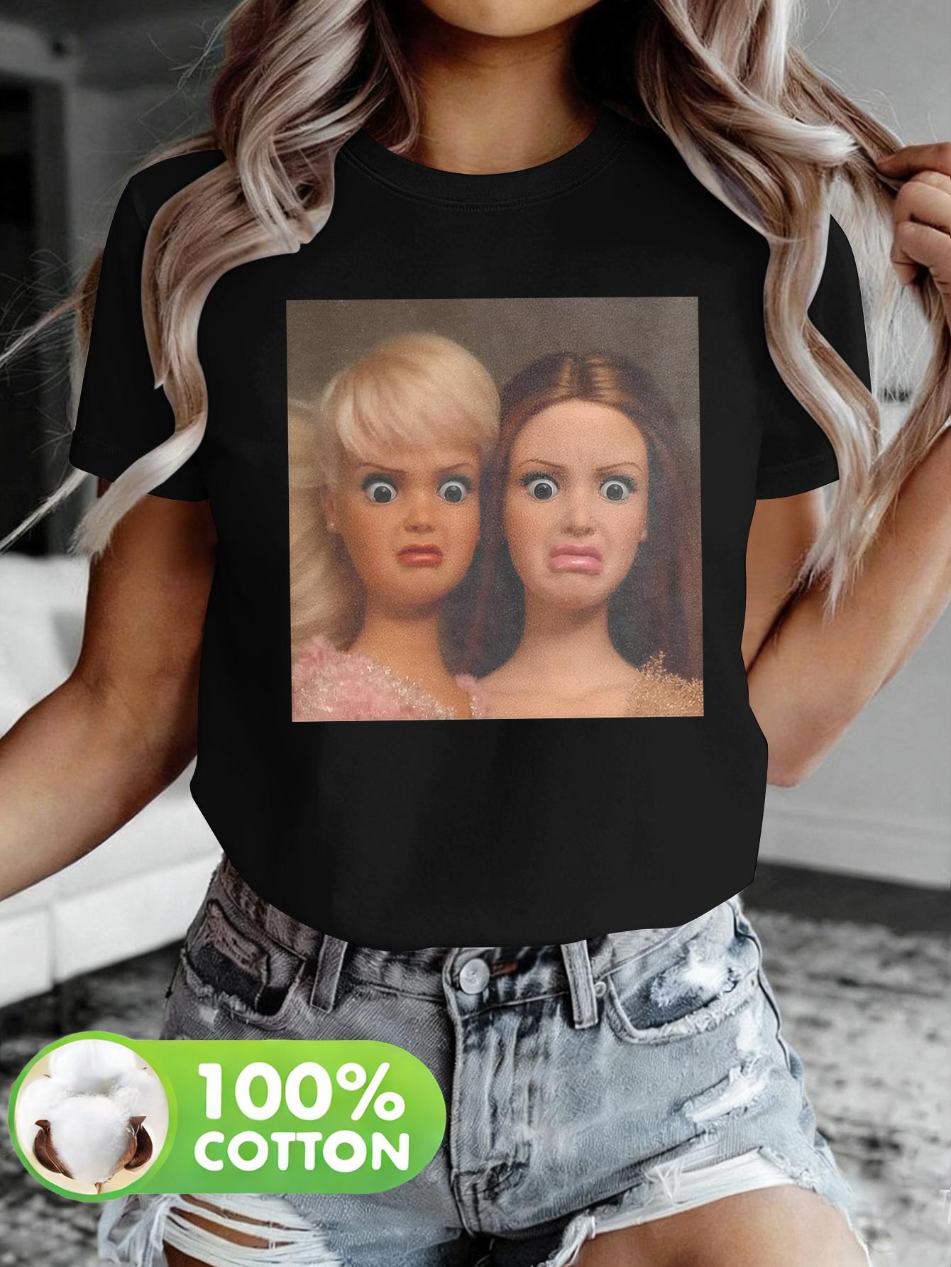 2026 Summer Retro Womens Funny Chubby Baby Face Print TShirt Unisex Cotton and Breathable Short Sleeve Oversized Loose Casual S