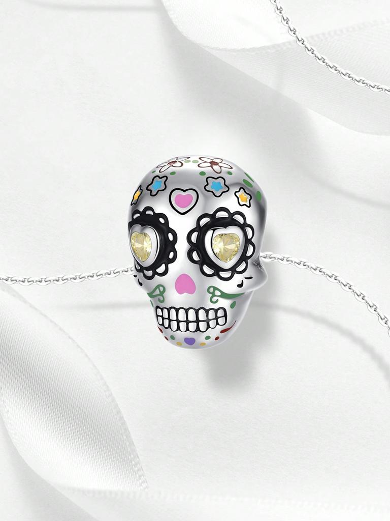 Charms Plata Halloween Skull Ghost Heartshaped Beads Copper Plated Fit Charms Original Bracelet For Jewelry Making Diy Charm